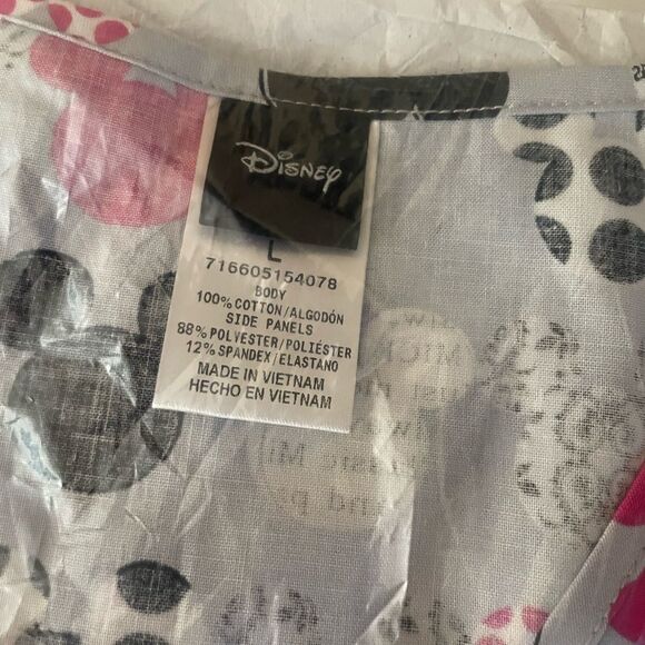 Disney Minnie Pink and Black Scrub Top Women’s Large New - Picture 3 of 12